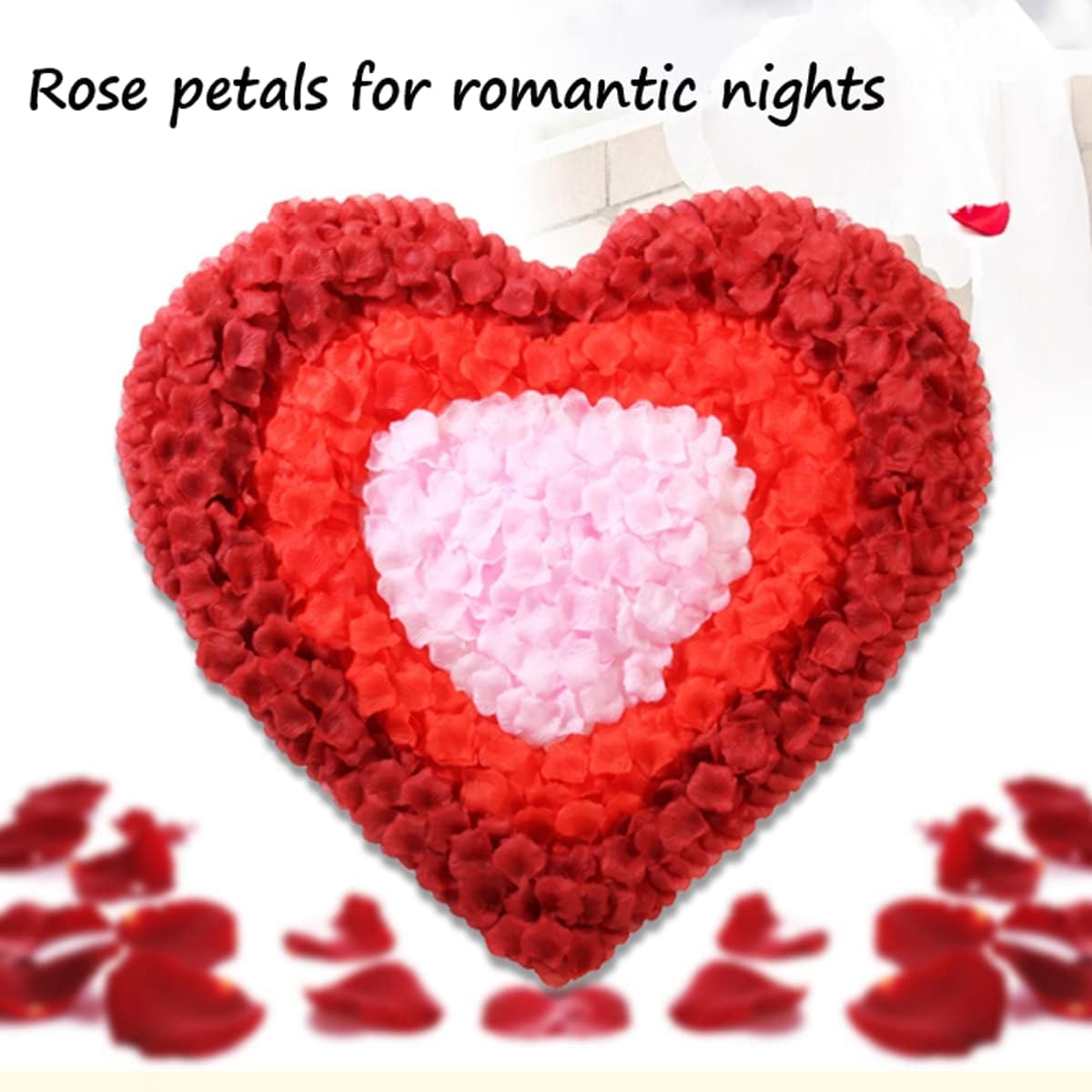 ocharzy 1000 PCS Red Rose Petals, Artificial Silk Flower Rose Petals, Fake Rose Petals for Wedding Decorations, Romantic Night, Valentine's Day, Proposal, Anniversary,Parties, Events