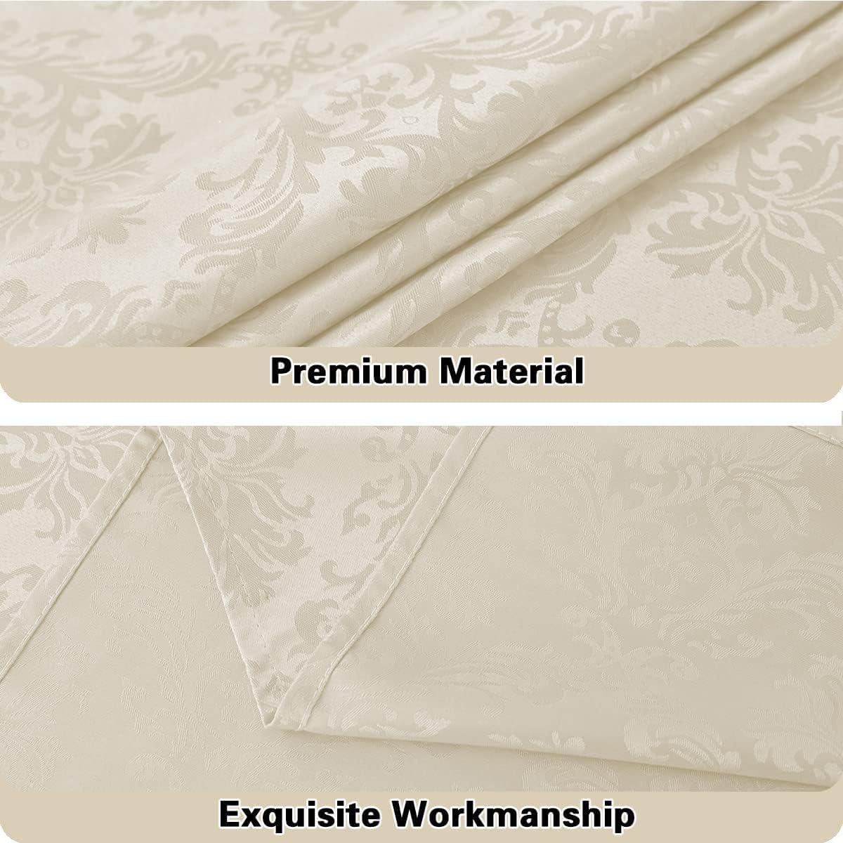 Jacquard Tablecloth Square 52 x 52 Inch Beige, Spill Proof Stain Resistant Damask Table Cloth, Washable Polyester Table Cover for Dining, Party, Indoor, Outdoor (Off White, Square)