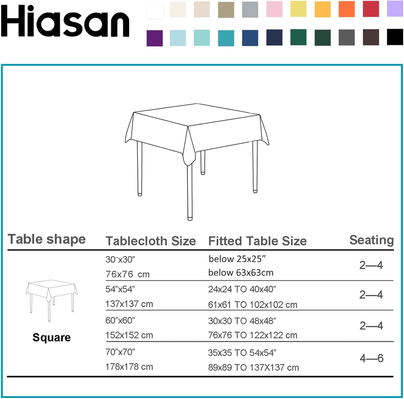 Hiasan Ivory Tablecloth Square - Waterproof and Spillproof Washable Fabric Table Cloth for Card Tables, 30 x 30 Inch