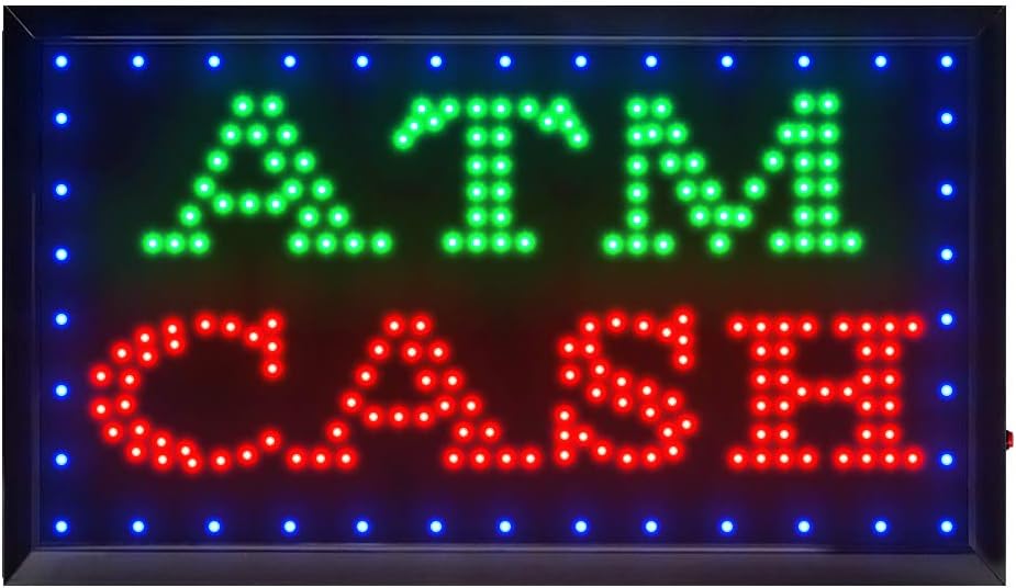 Boshen LED ATM Sign for Business Display Animated Motion Advertisement Board with Switch Flashing & Steady Mode Blue&Green&Red