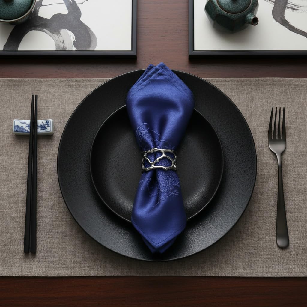 Napkin Rings - Unique Silver Coral Design, Elegant Stainless Steel (Set of 2)