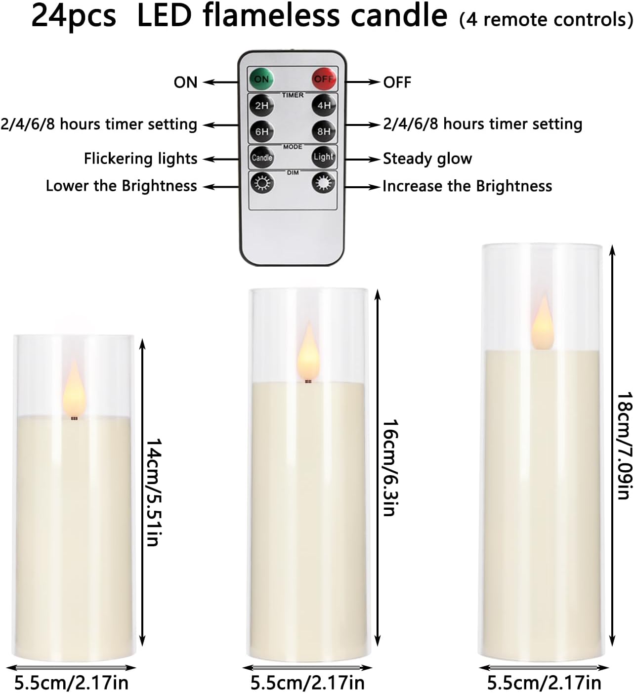 24-Pack A-Series Acrylic LED Flameless Candles with Remote Control - Perfect for Families, Parties, and Special Occasions