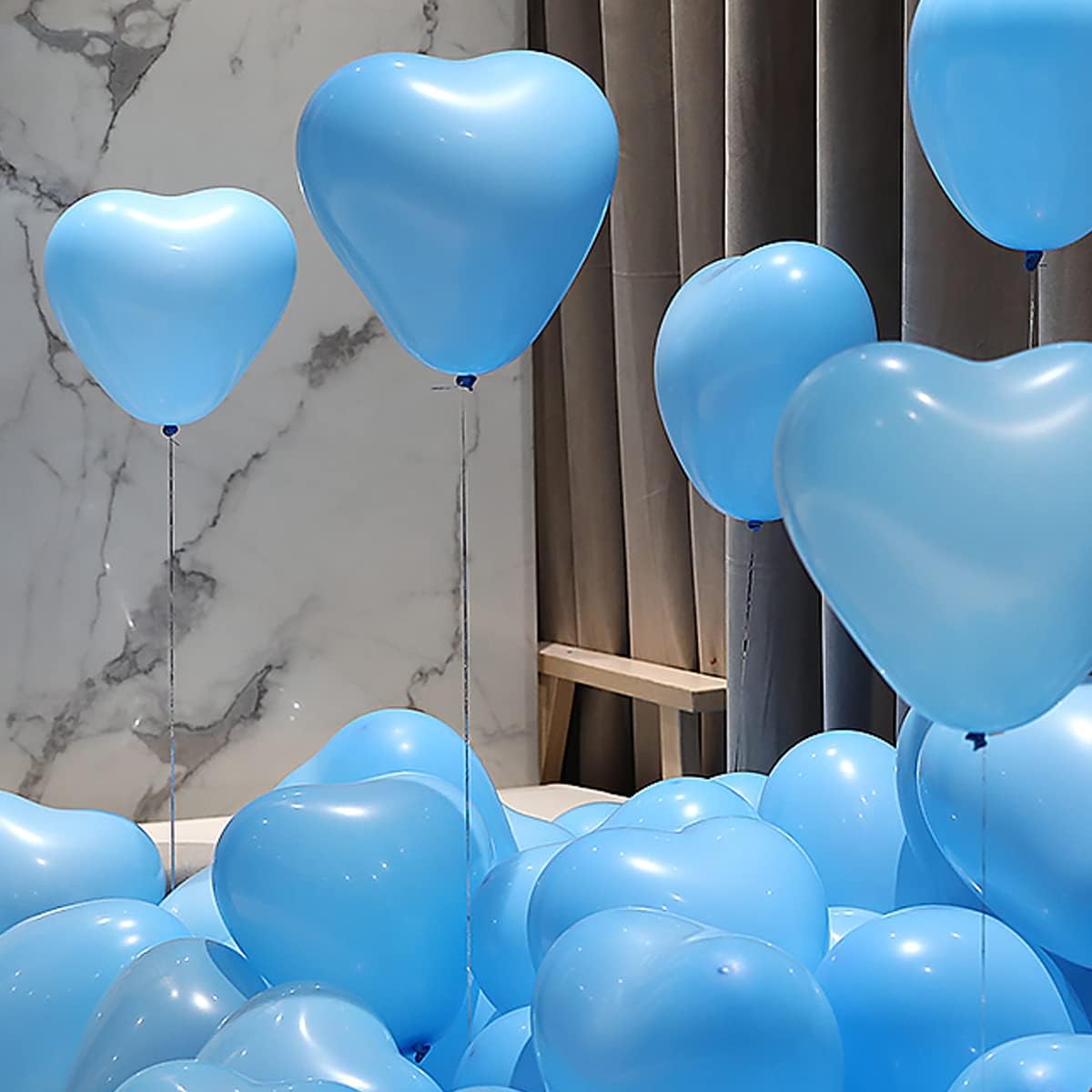 50 6-inch blue Color Heart shaped Latex Balloons for Valentines Day,Propose Marriage,Wedding Party.