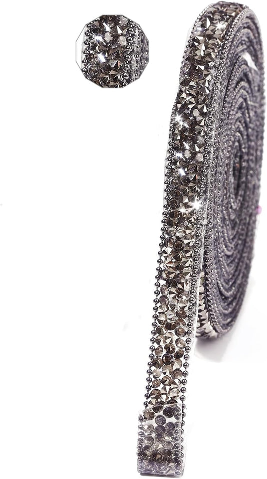 Rhinestone Ribbon 3 Yards Self Adhesive Rhinestone Strips Diamond Ribbon Sticker Crystal Roll Glitter Bling Rhinestones Tape for Crafting DIY Art Decoration (0.4 Inch)