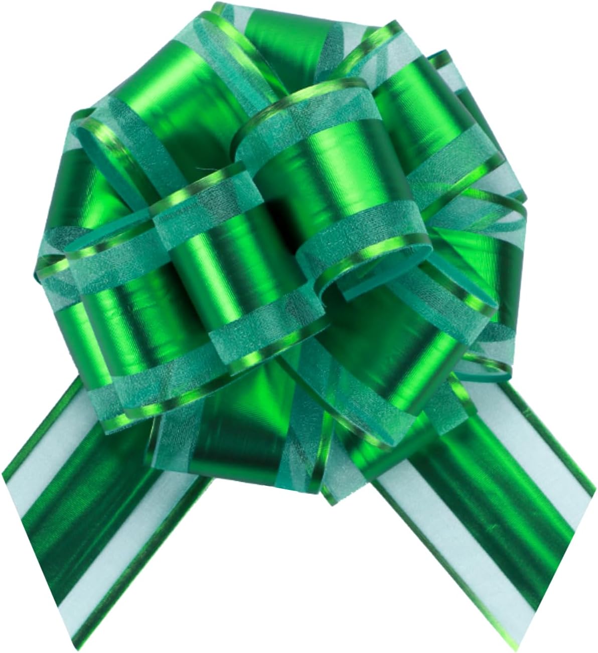 6 PCS 6 Inch Organza Green Pull Bows - Perfect for Gift Wrapping, Wedding Decor, Car Bows, Birthday Parties, Christmas, and Valentine's Day