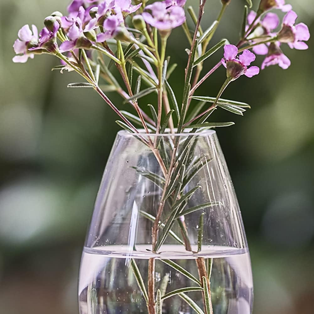 CHIVE ‘George’ Glass Bottle Flower Vases — Set of 6 — Small, Elegant Clear Glass Bud Vases — Bulk Pack for Home Decor & Table Centerpieces — Shape 5 (Oval, 5” Tall, 2.5” Wide)