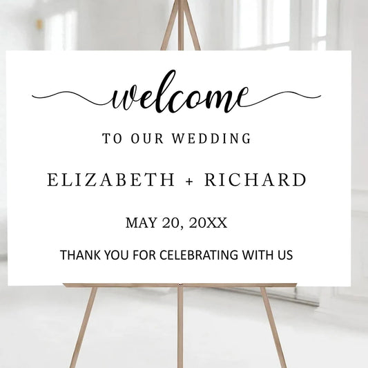 Personalized Wedding Welcome Sign Template, Editable Printable Minimalist Design, Modern Ceremony Sign