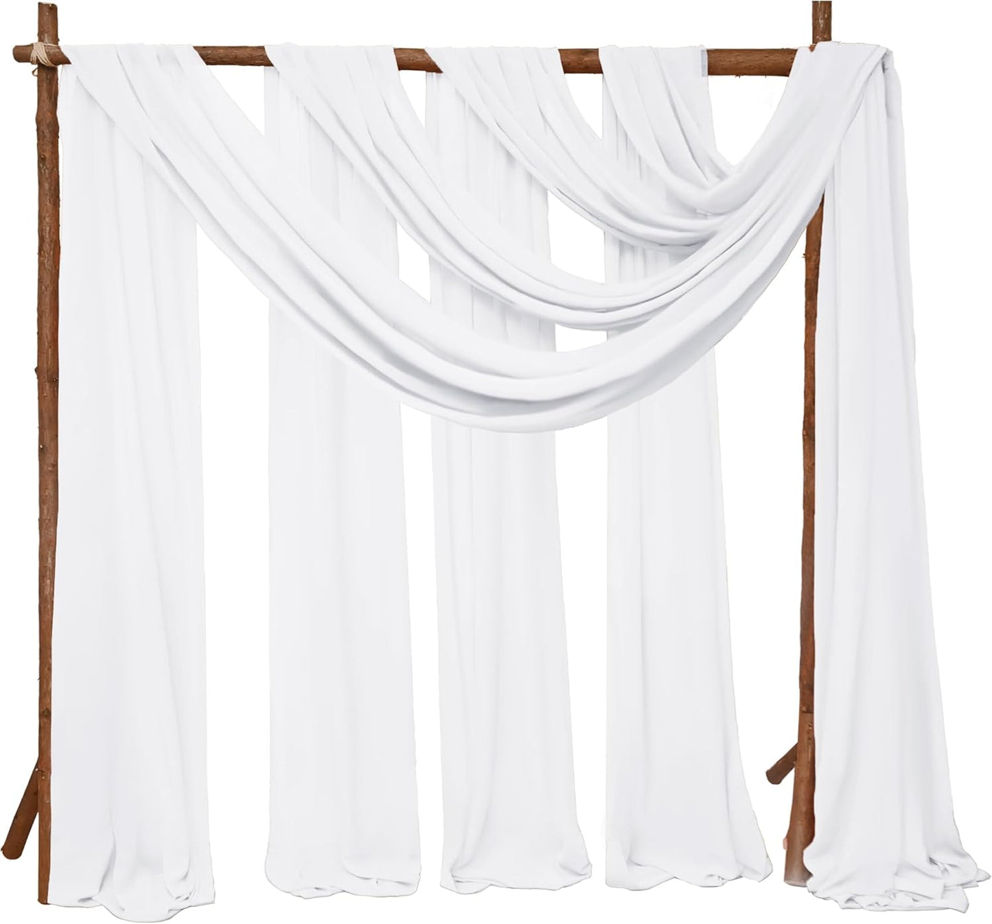 8 Panels Wedding Arch Draping Fabric 28" x 20Ft Wedding Arch Drapes Chiffon Fabric Drape Sheer Backdrop Curtain for Weddings Party Swag Ceremony Birthday Arbor Drapery Reception Ceiling Décor(White)