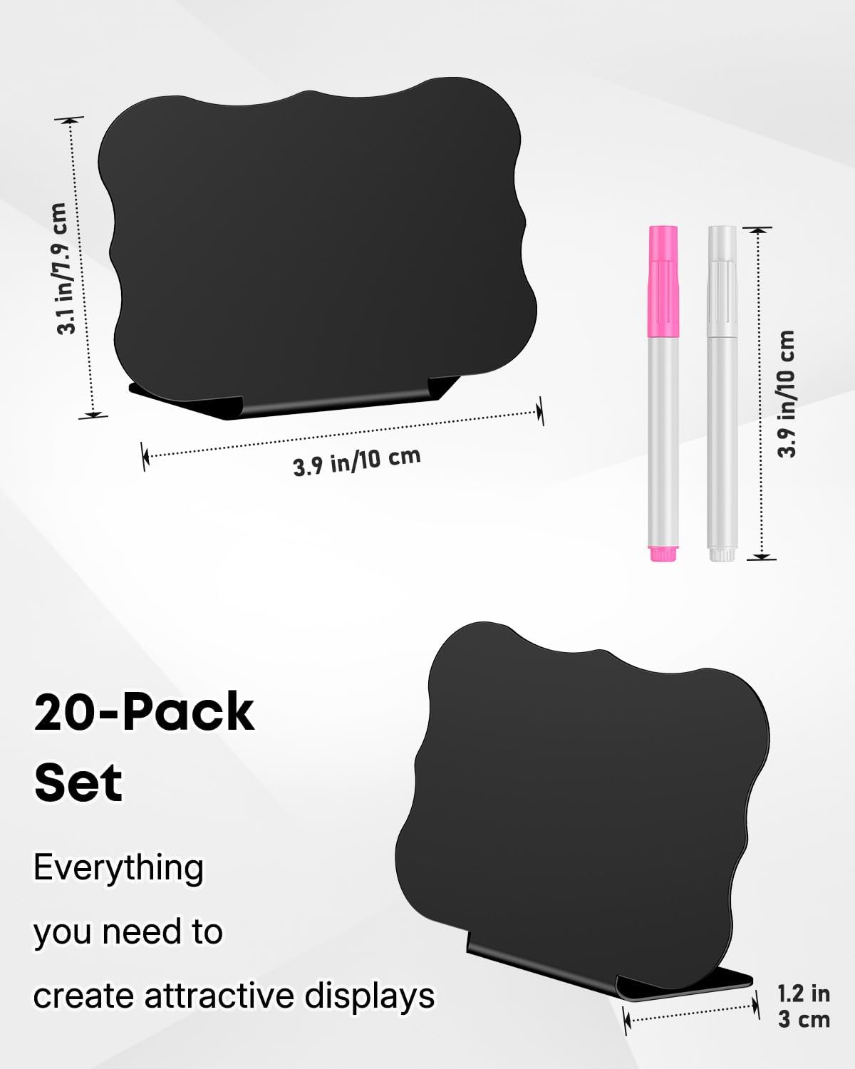 Uniclife 20 Pack Mini Chalkboard Signs for Food, Small Chalkboard Signs with Chalk Markers, Reusable Matte PVC Food Signs Food Labels for Party Buffet Wedding, Blackboard Place Cards Table Signs