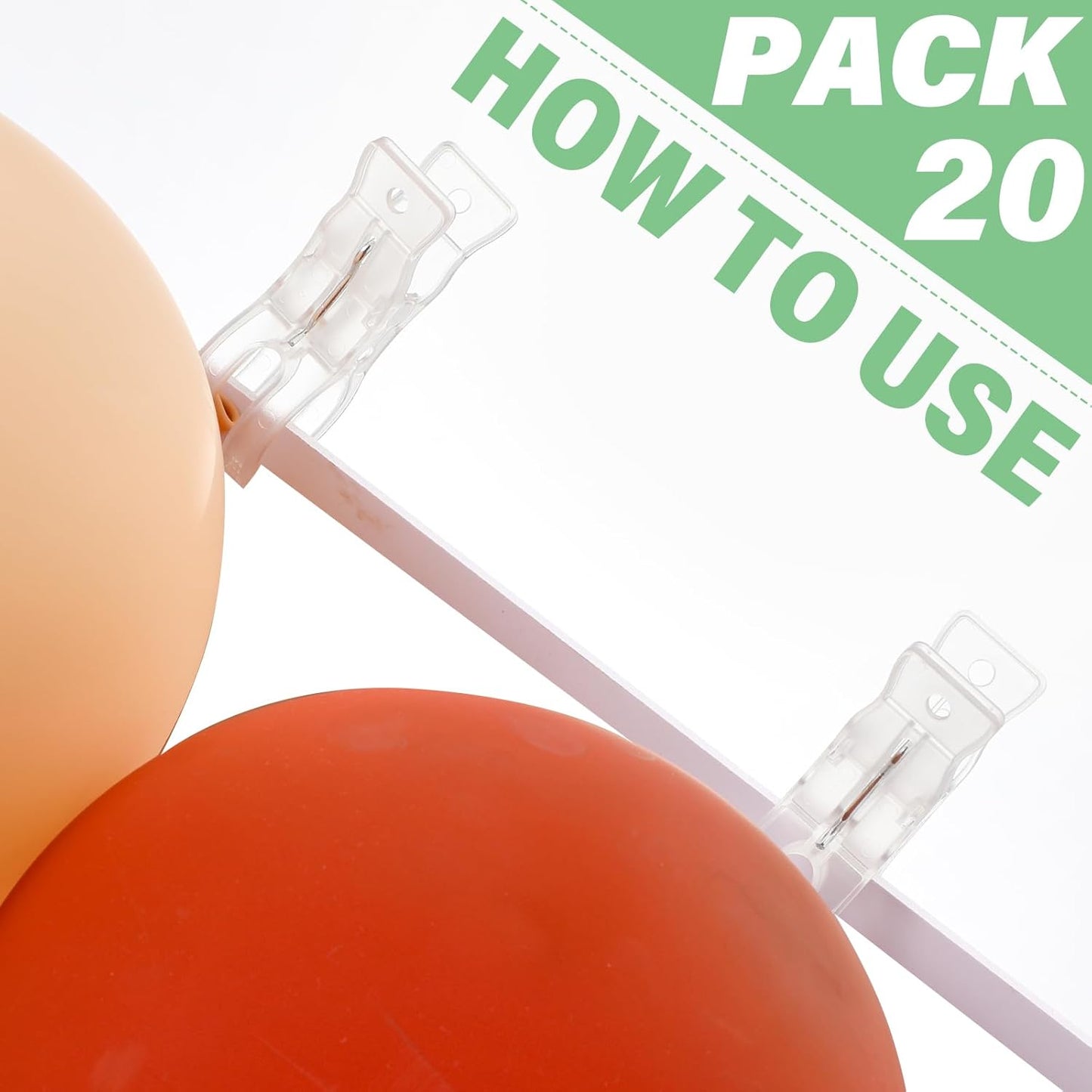 LemonRoad 20 Pack Large Balloon Arch Clips Plastic Transparent Backdrop Spring Clamps 3.5 Inch Heavy Duty Clip for Balloon Arch Kit Birthday Decoration Crafts Woodworking Photography Studios (Clear)