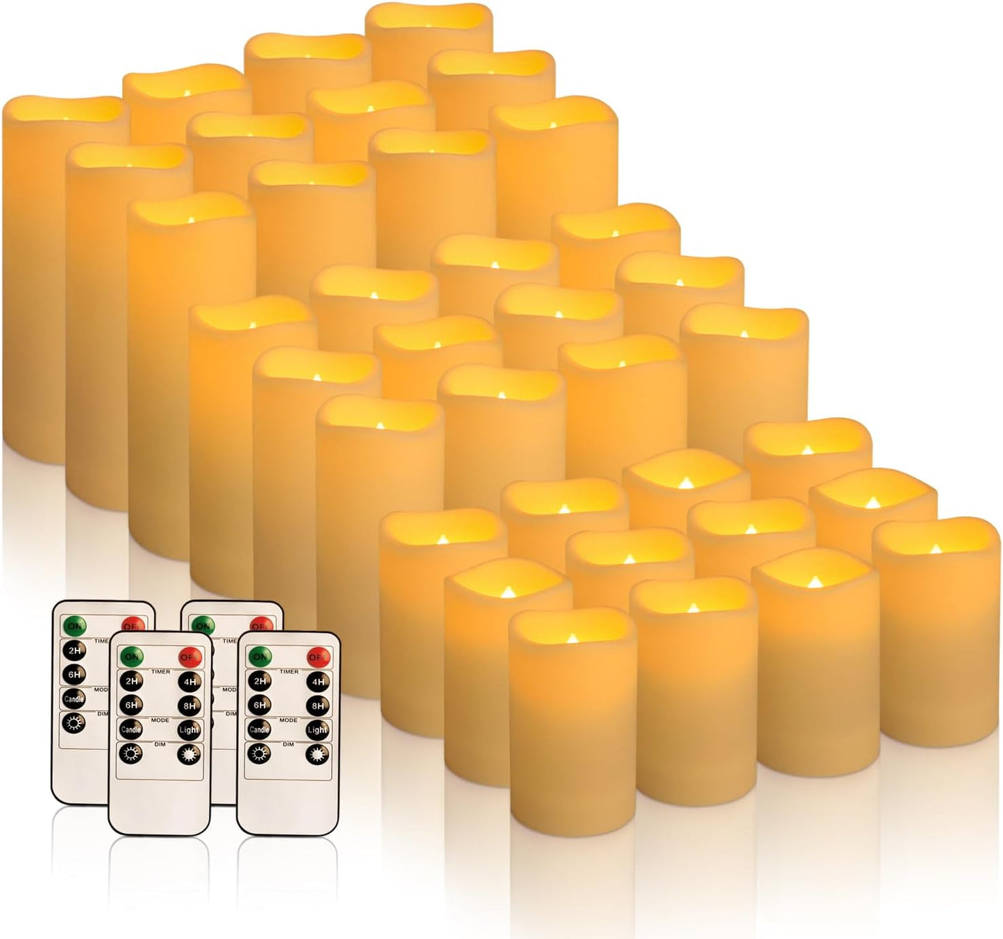 36 Pack Waterproof Flameless LED Candles - Outdoor Battery Operated Candles with Remote & Timer, Realistic Flickering Flame, Safe for Porch, Patio, Weddings, Parties & Home Decor