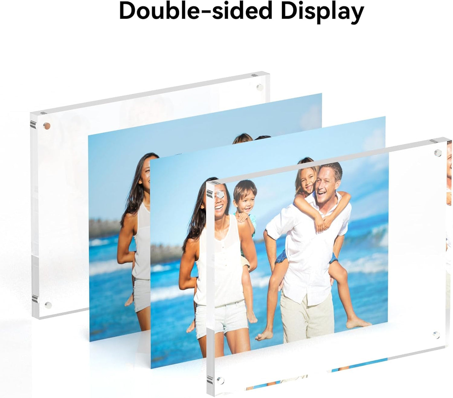 6x8 Acrylic Picture Frames, 20mm Thick Clear Frameless Magnetic Photo Frames, Double Sided Transparent Square Frame Gift for Desktop Display(3 Pack)