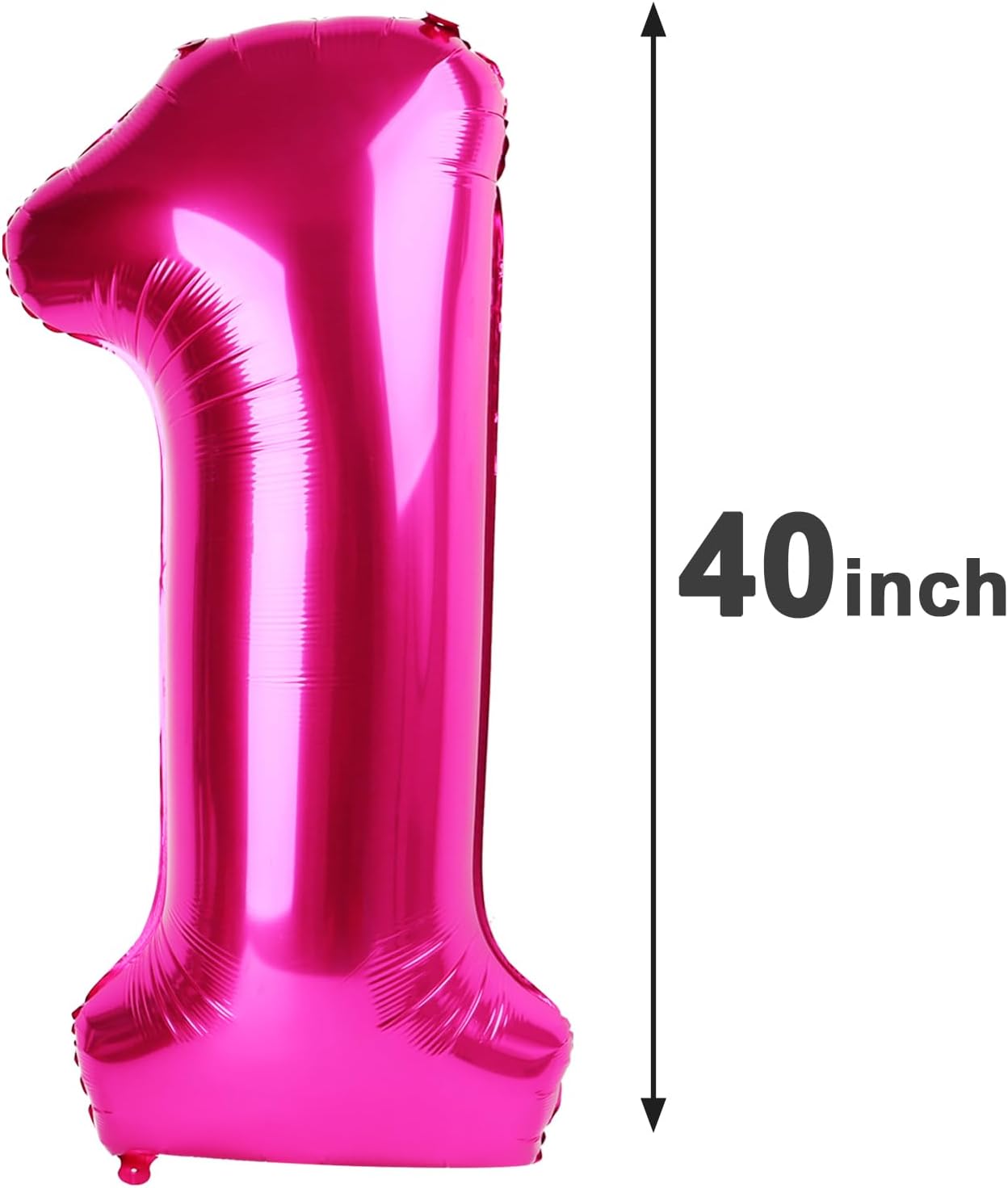 40 Inch Hot Pink 1 Number Balloon, 1 Number Balloons Birthday Decorations for Girl Kids Toddler Baby, Giant Number 1 Balloon