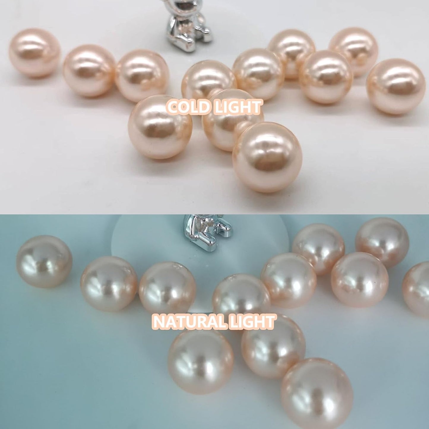 100PCS Light Champagne Faux Pearls Beads for Centerpiece Vases, Vase Filler Faux Pearls, No Holes Filler Beads for Party Anniversary Birthday Wedding Table Decor, 14/20/30mm