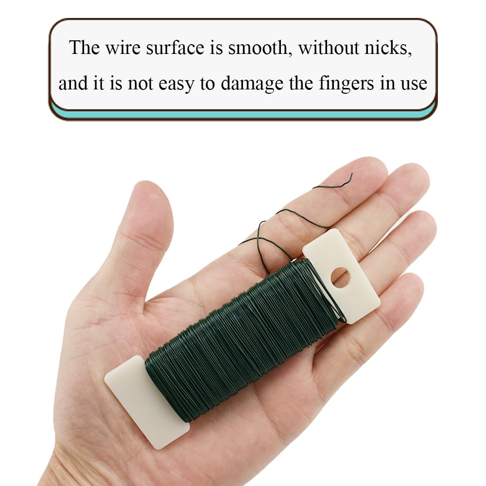 HAHIYO 26Gauge Green Flexible Metal Floral Wire - 3 Rolls Total 115 Yards (345 Feet) for Crafts, Christmas Wreaths, Tree & Flower Arrangement
