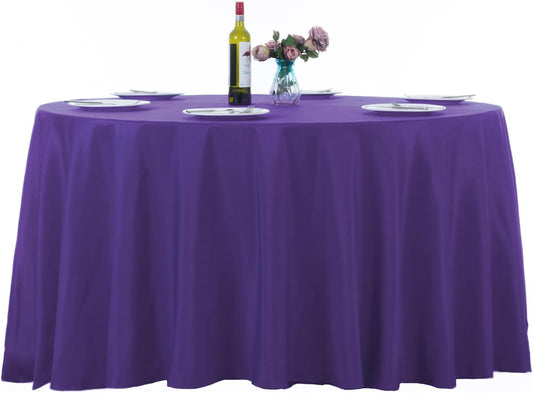 Ascoza 2pack 120 Inch Purple Round Tablecloth in Washable Polyester Fabric for Wedding/Banquet/Restaurant/Parties