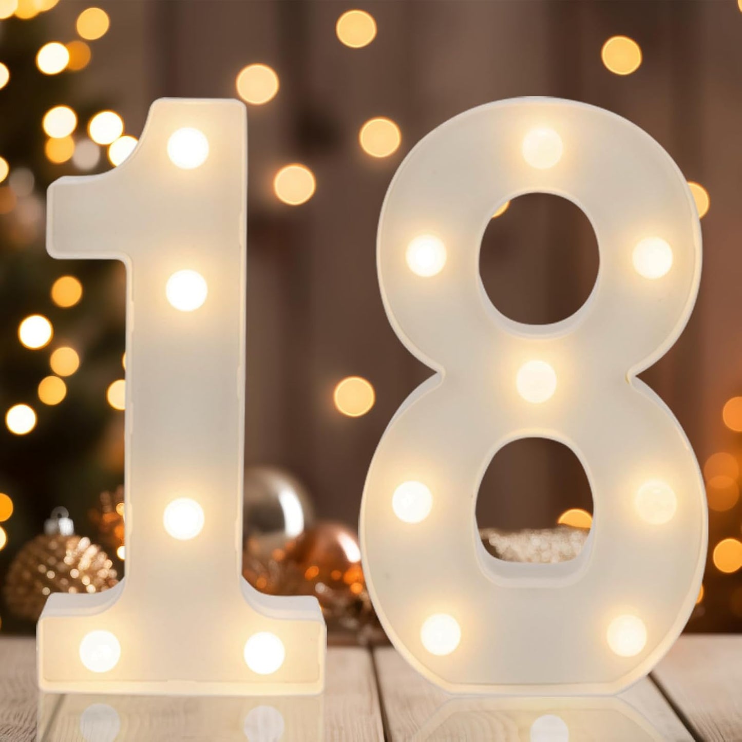Decorative Led Light Up Numbers, 18th Birthday Decorations, Warm White Led Numbers Lights, Lighted Marquee Number Sign for Sweet 18th Party Decor