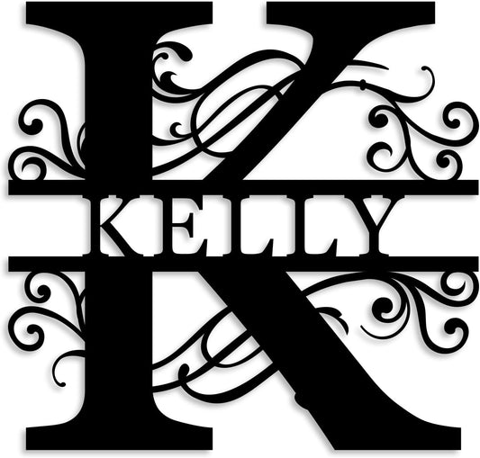 Custom Metal Name Sign | Split Letter Monogram Wall Decor | Personalized Family Name Sign | Personalized Anniversary Wedding Gift | Outdoor Metal Art | Housewarming Gift