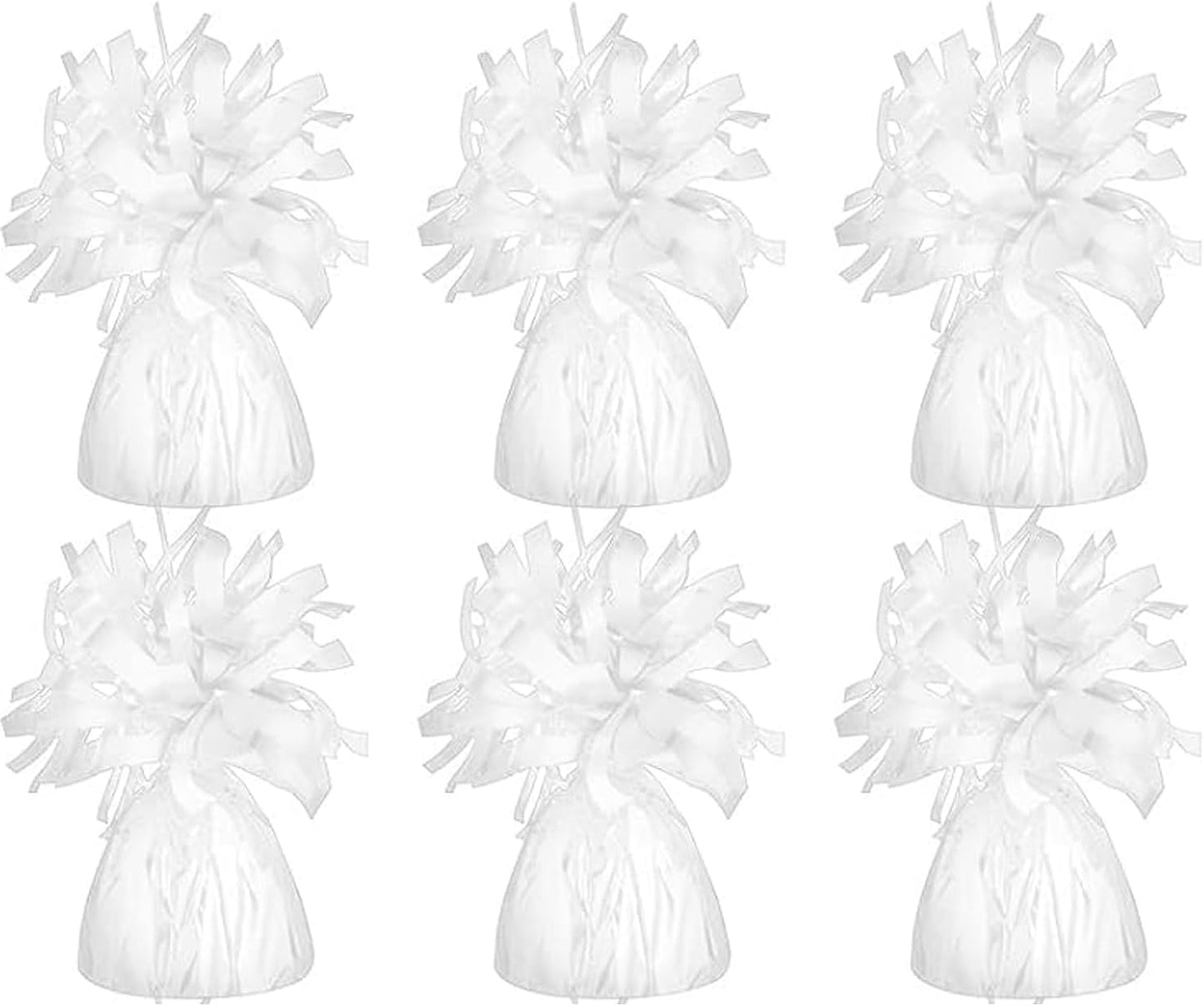 Metallic Balloon Weights, Birthday Party Favors, Novelty and Gag Gifts, 5.5" Inches, 6-Pack (White)
