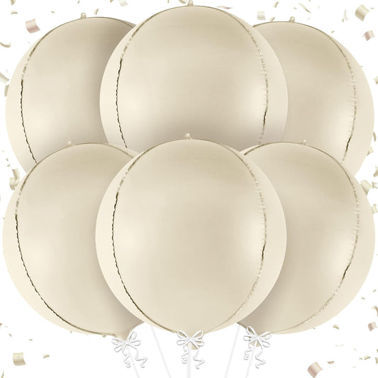 KatchOn, Huge White Sand Balloons Set- 22 Inch, Pack of 6 | Mylar Beige Balloon | White Sand Foil Balloons, Mylar Balloon for Graduation Decorations 2025