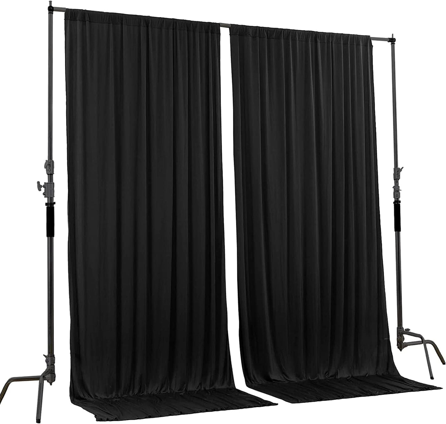 AK TRADING CO. 10 feet x 8 feet IFR Polyester Backdrop Drapes Curtains Panels with Rod Pockets - Wedding Ceremony Party Home Window Decorations - Black