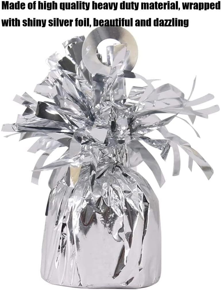 Metallic Balloon Weights - Novelty and Gag Gifts, 5.5" Inches for Balloons Table Centerpiece DIY Decor for Birthday Party Favors Wedding 6-Pack (Silver)