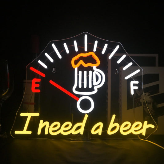 I Need a Beer Neon Sign,LED Neon Light Bar Wall Decor for Pub,Man Cave，Energy-Efficient,Shop Bar,Teen Room,Game Room Decor,Hip Hop Party Neon Signs Wall Decor,Party Bedroom Unique Gift for Beer Lovers