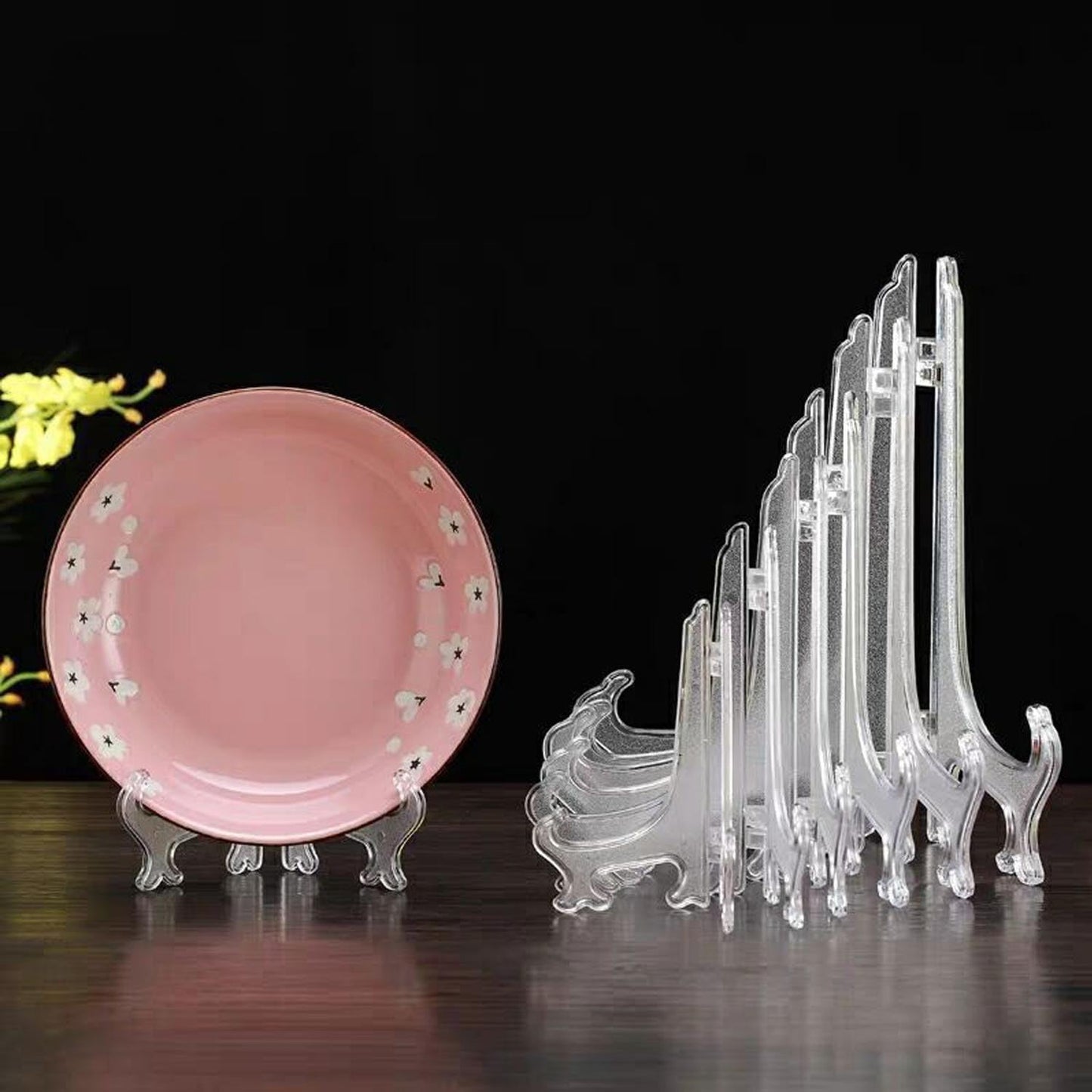 6 Pack 8 Inch Clear Plastic Easels or Stand/Plate Holders to Display Pictures or Other Items at Weddings, Plate Stands for Home Decoration, Birthdays, Tables