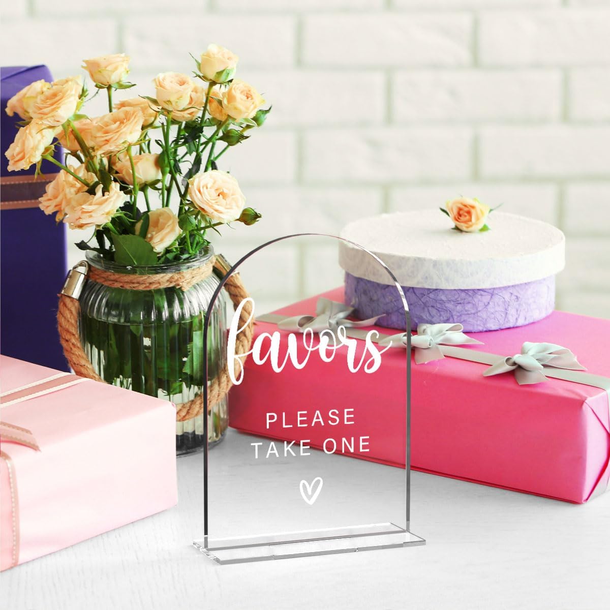 Acrylic Wedding Sign, Bridal Shower Decorations, Favors Please Take One Sign for Ceremony, Modern Font Table Signs, Acrylic Table Top Signs for Wedding Reception and Event Party (Clear)