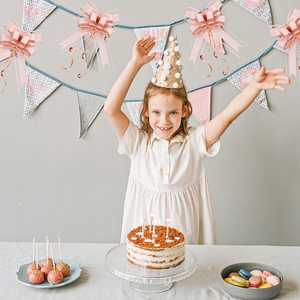 WEWILUCK Pull Bows for Presents - Large Light Pink Gift Bows for Gift Baskets, Flower Paper Wrapping, Ideal for Women, Party, Valentines Day, and More(6 inches, 15PCS)