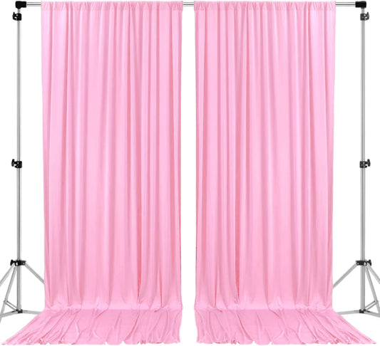 AK TRADING CO. 10 feet Wide x 12 feet Long IFR Polyester Backdrop Drapes Curtains Panels with Rod Pockets - Wedding Ceremony Party Home Window Decorations - (Pink)