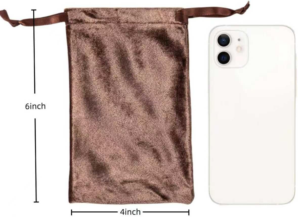 QIANF 12pcs Brown Velvet Drawstring Bags 4x6 inches Glossy Small Velvet Cloth Gift Bags Jewelry Pouches for Storage Wedding Party Favor Christmas