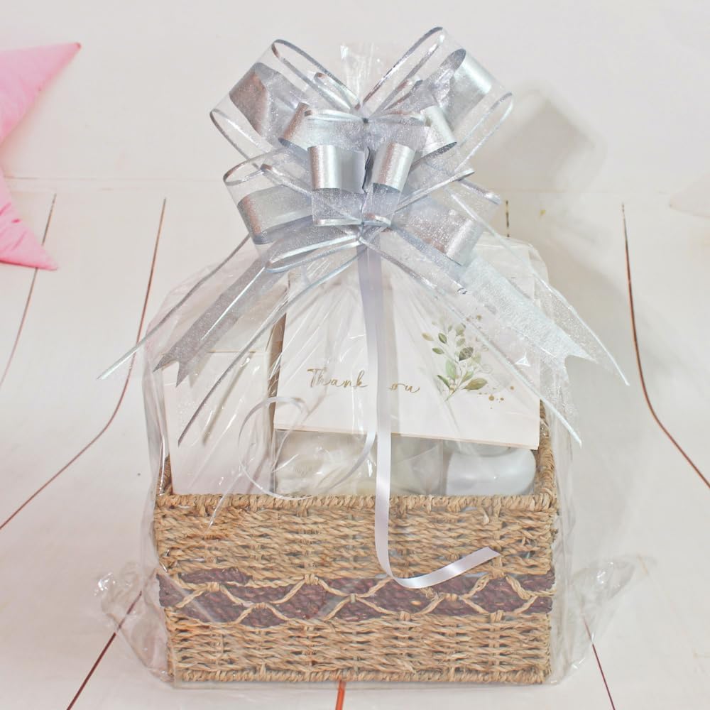 Large Bows for Gift Wrapping, Big Bow for Present, Wedding Decor, Christmas Gifts Decoration for Man, Birthdays, Valentine's Day, Anniversary(Sliver, 8 inches, 10 PCS)