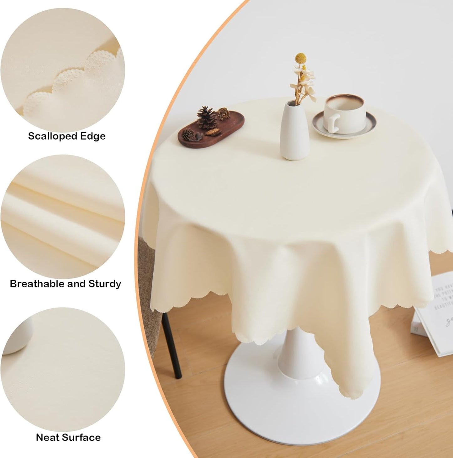 Small Square Beige Tablecloth 36 x 36 Inch Polyester Fabric Washable Table Cover Decorative Wrinkle Resistant Solid Color Table Cloth for Dining Party Wedding Camping