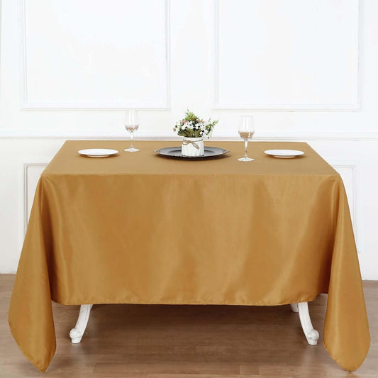 Efavormart 90" Gold Wholesale Linens Polyester Square Linen Tablecloth for Kitchen Dining Catering Wedding Birthday Party Events