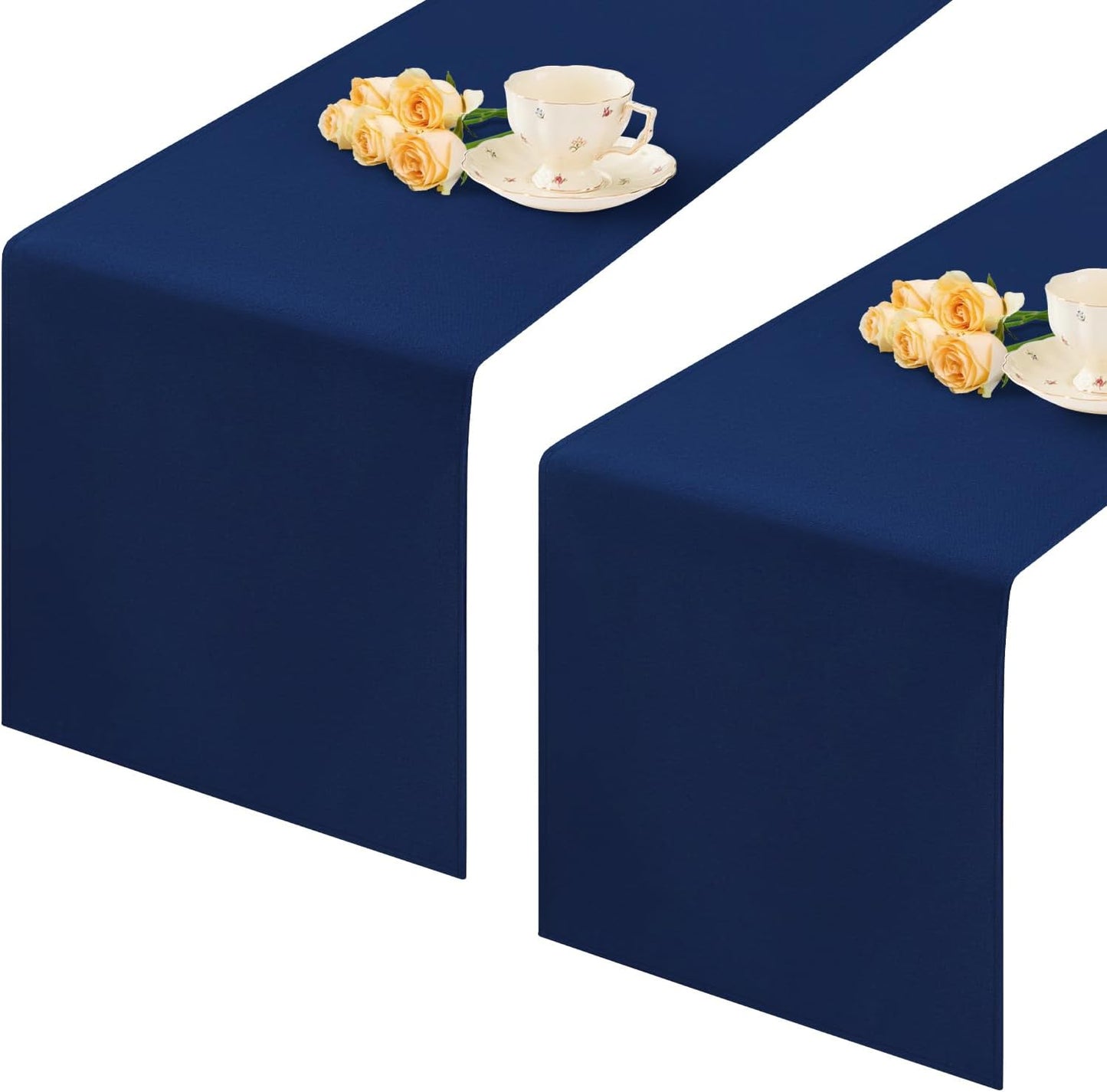 2 Pack Navy Blue Table Runner 12 x 90 Inch Solid Color Farmhouse Runners Coffee Table Dresser for Daily Party Home Decoration