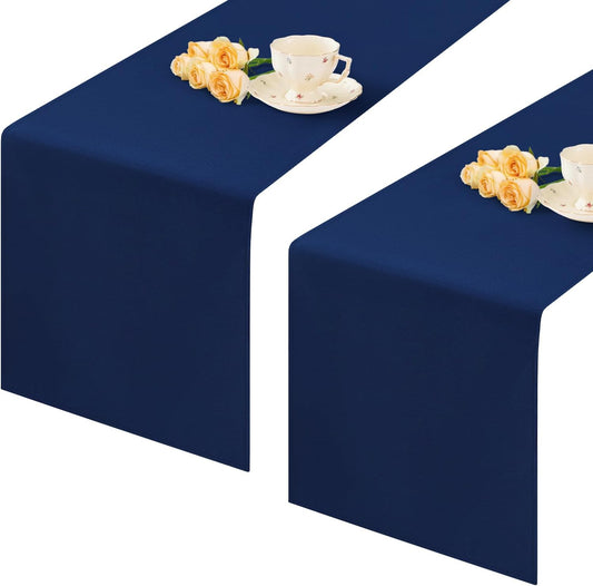 2 Pack Navy Blue Small Short Table Runner 12 x 36 Inch Solid Color Runners Coffee Table Dresser for Daily Party Home Decoration
