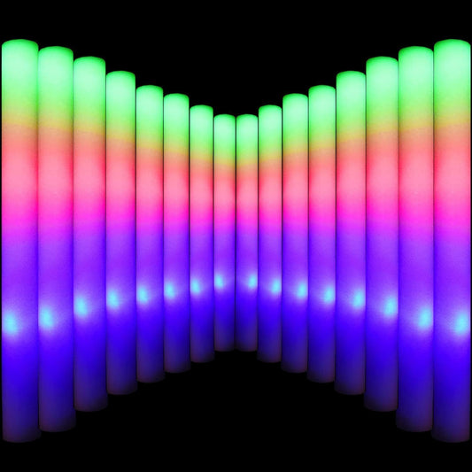 LifBetter Light Up Glow Sticks Bulk, LED Foam Sticks in The Dark with 3 Modes Flashing Led Foam Multicolor Batons Light up Party Favors for Birthdays, Weddings, Concerts, Festivals (30pcs)