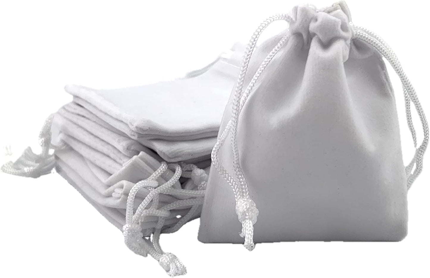 Palmhomee Pack of 48 3x4 Inch Velvet Drawstring Bags Gift Bag Velvet Pouch For Jewelry Wedding and Party Favor (White)