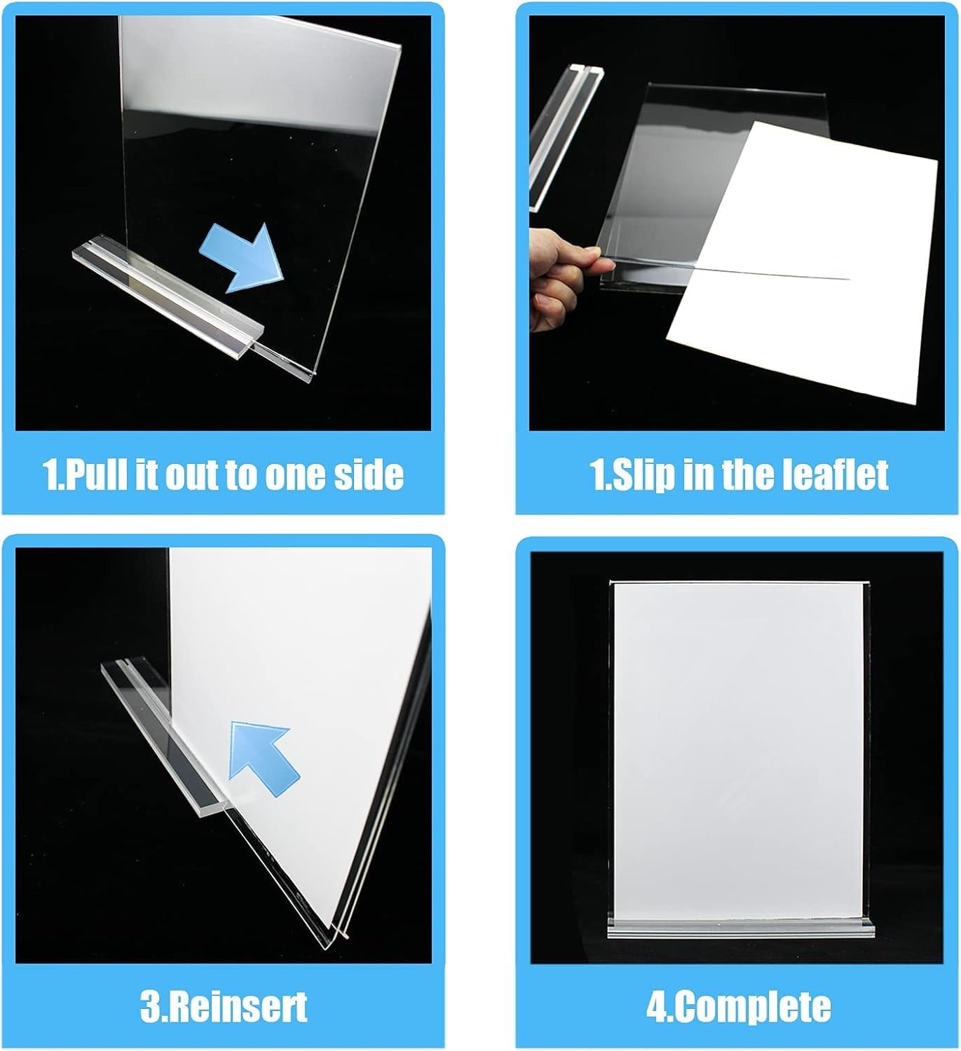 Acrylic Sign Holder, 8.5 x 11 inches Clear Table Menu Display Stand Desktop Display Stand Paper Holder Table Top Sign Holder Suitable for Restaurants, Office, Home, Store (18 pcs)