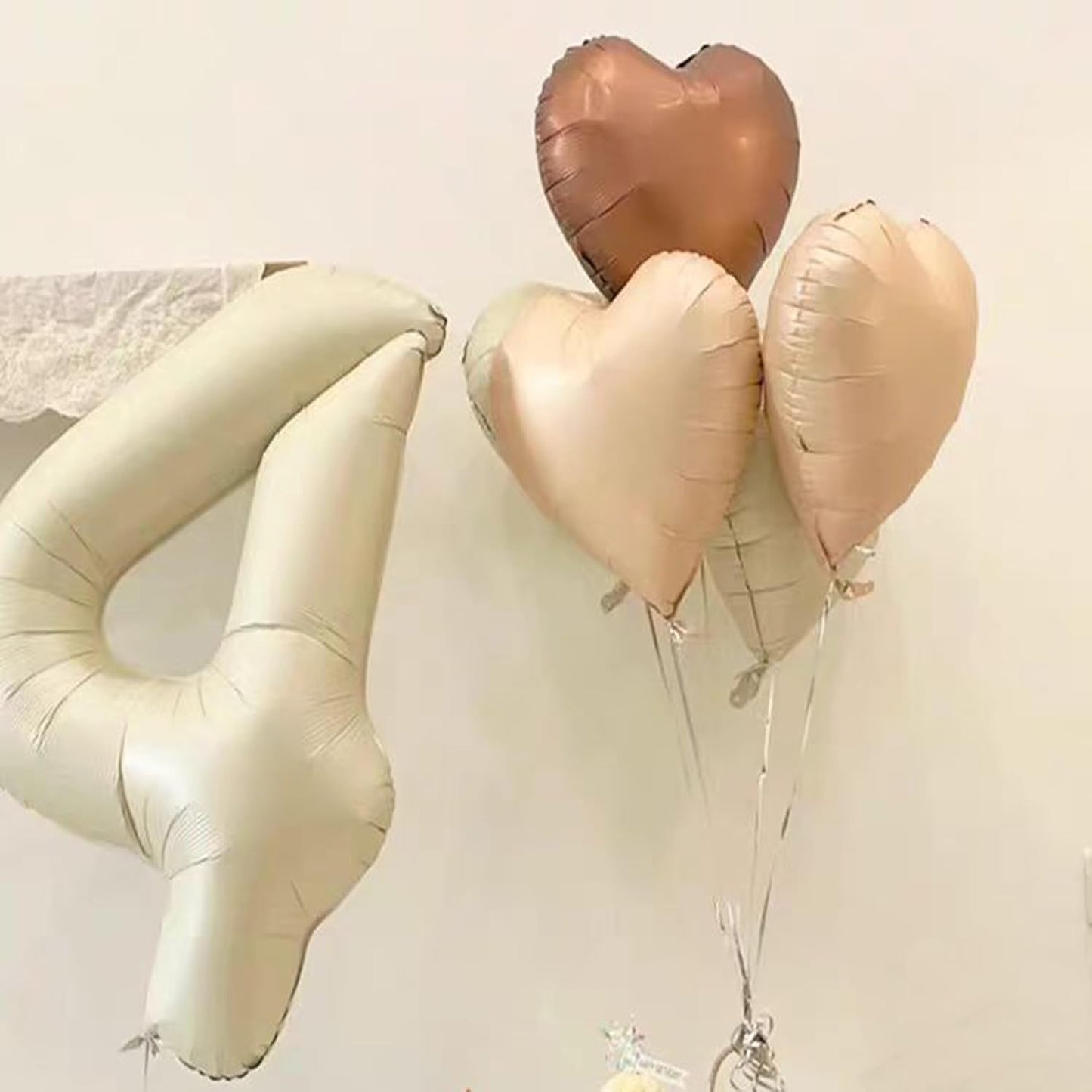 40 Inch Cream White Numbers Balloons0-9,Number 4 Digit Helium Balloons,Foil Mylar Big Number Balloons for 4th 14 Birthday Party Supplies Decorations Anniversary Wedding Supplies Decorations