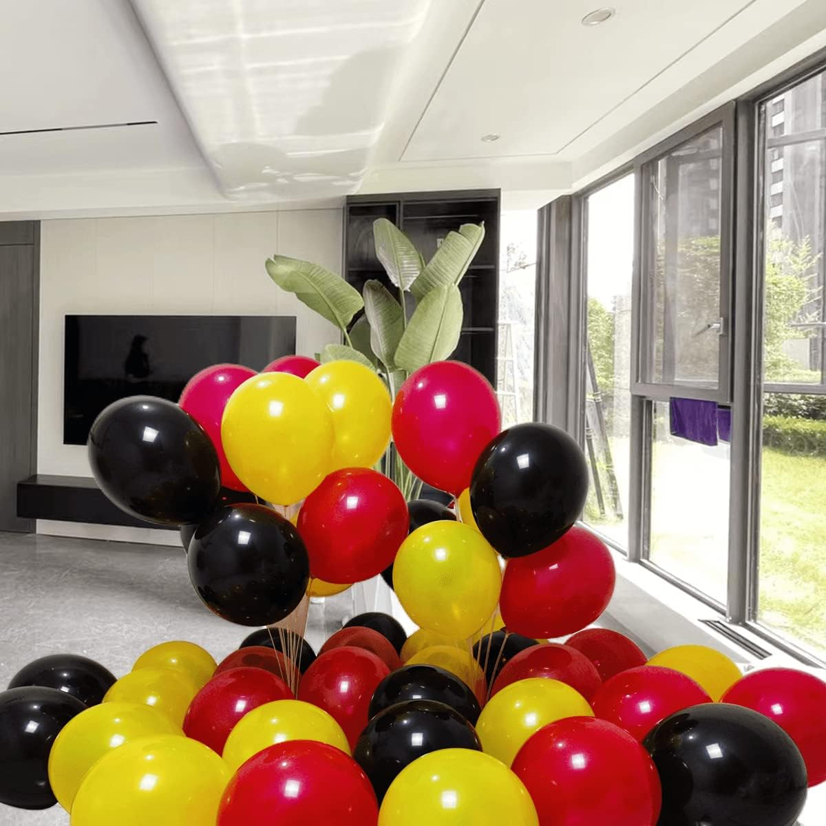 300 Pack Black Red Yellow Balloons 100 of each of the 3 colors 12 inch Black Red and Yellow Latex Party Balloon Bulk for Various Party Events Decorations