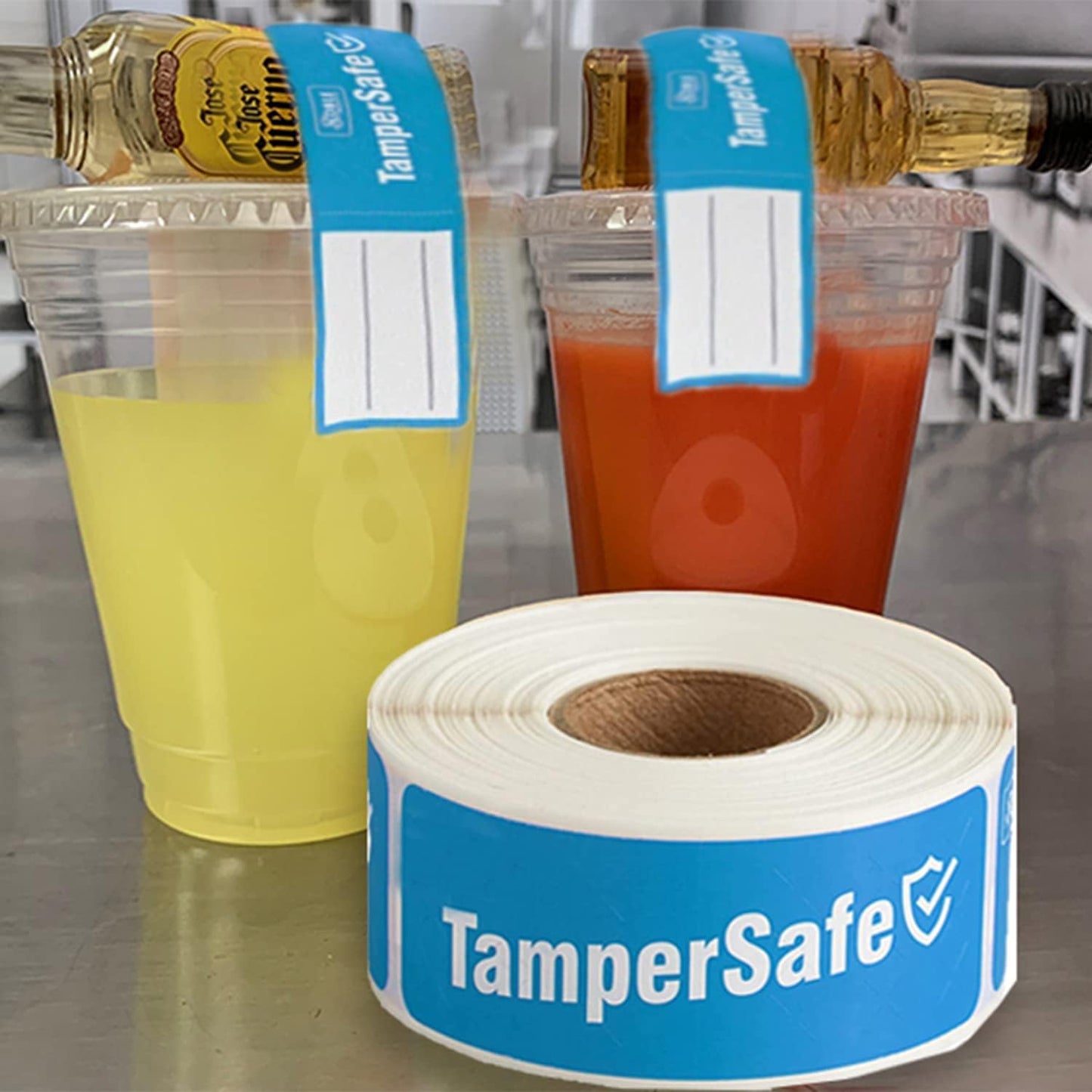 Angel's Peel Lounge Tamper Proof Stickers Roll — Tamper Evident Stickers for Food Delivery, Drink Lids, Containers, Writable Self Adhesive Seal Tape, Easy Application Labels - 1x3in 250-COUNTS, Blue