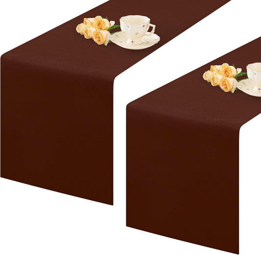 2 Pack Chocolate Small Short Table Runner 12 x 24 Inch Solid Color Runners Coffee Table Dresser for Daily Party Home Decoration