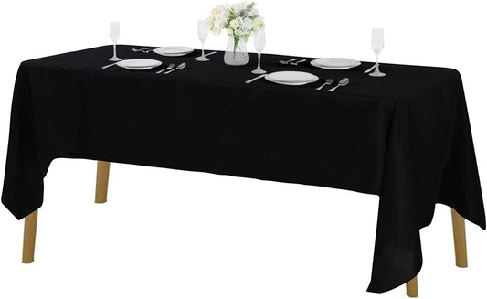 Rectangle Tablecloth 60x120 inch Washable Polyester Fabric Table Cloth for Wedding Party Dining Banquet Decoration（60x120, Black）