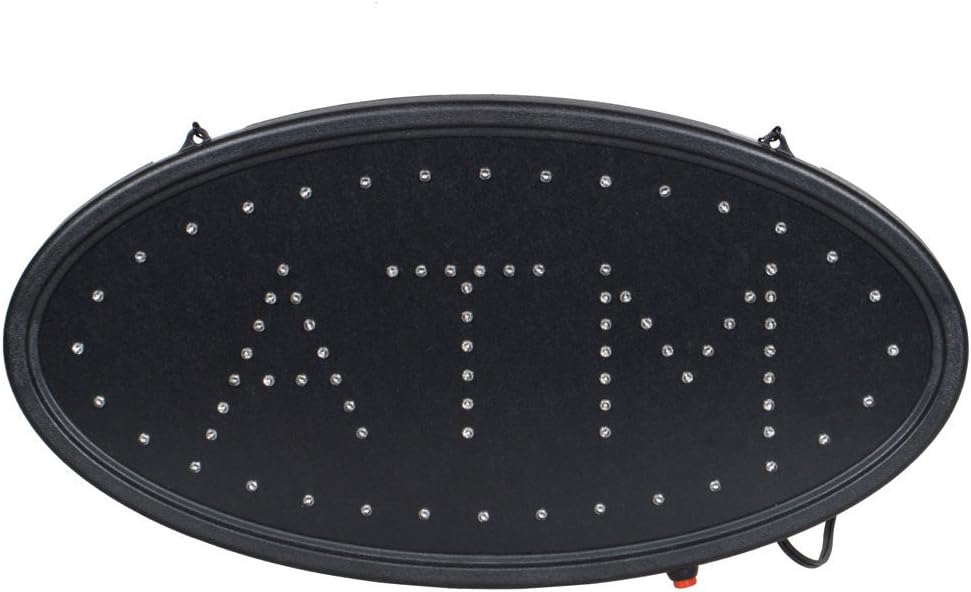 Boshen Led ATM Signs Decor for Bank Business Mart Shop Store Bar Cafe Now Open Sign Display On/Off Switch + Chain (19" Lx 10"W(Oval"ATM"))