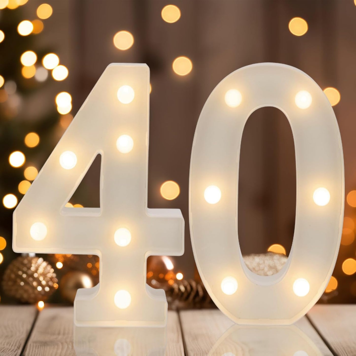 Decorative Led Light Up Numbers, 40th Birthday Decorations, Warm White Led Numbers Lights, Lighted Marquee Number Sign for Sweet 40th Party Decor