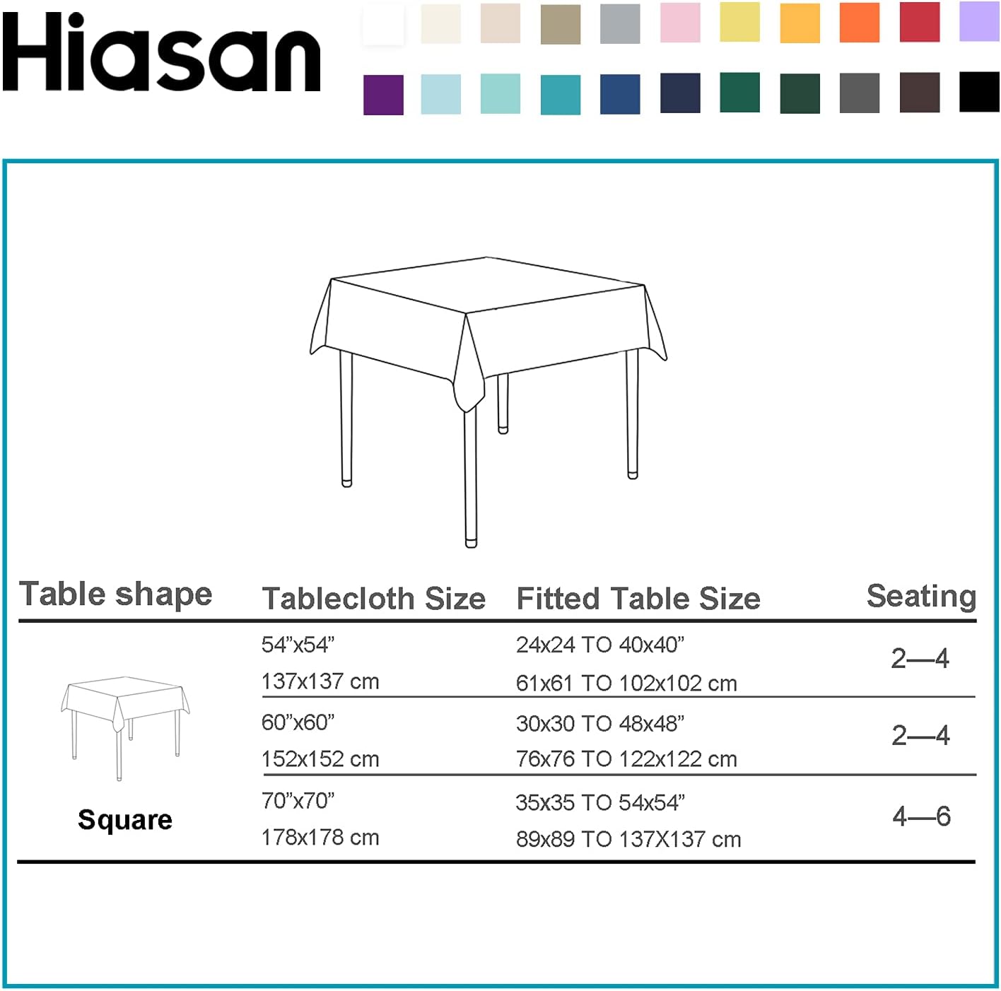 Hiasan Pink Tablecloth for Square Tables - Waterproof and Spillproof Washable Fabric Table Cloth for Dining Room Kitchen Party, 70 x 70 Inch