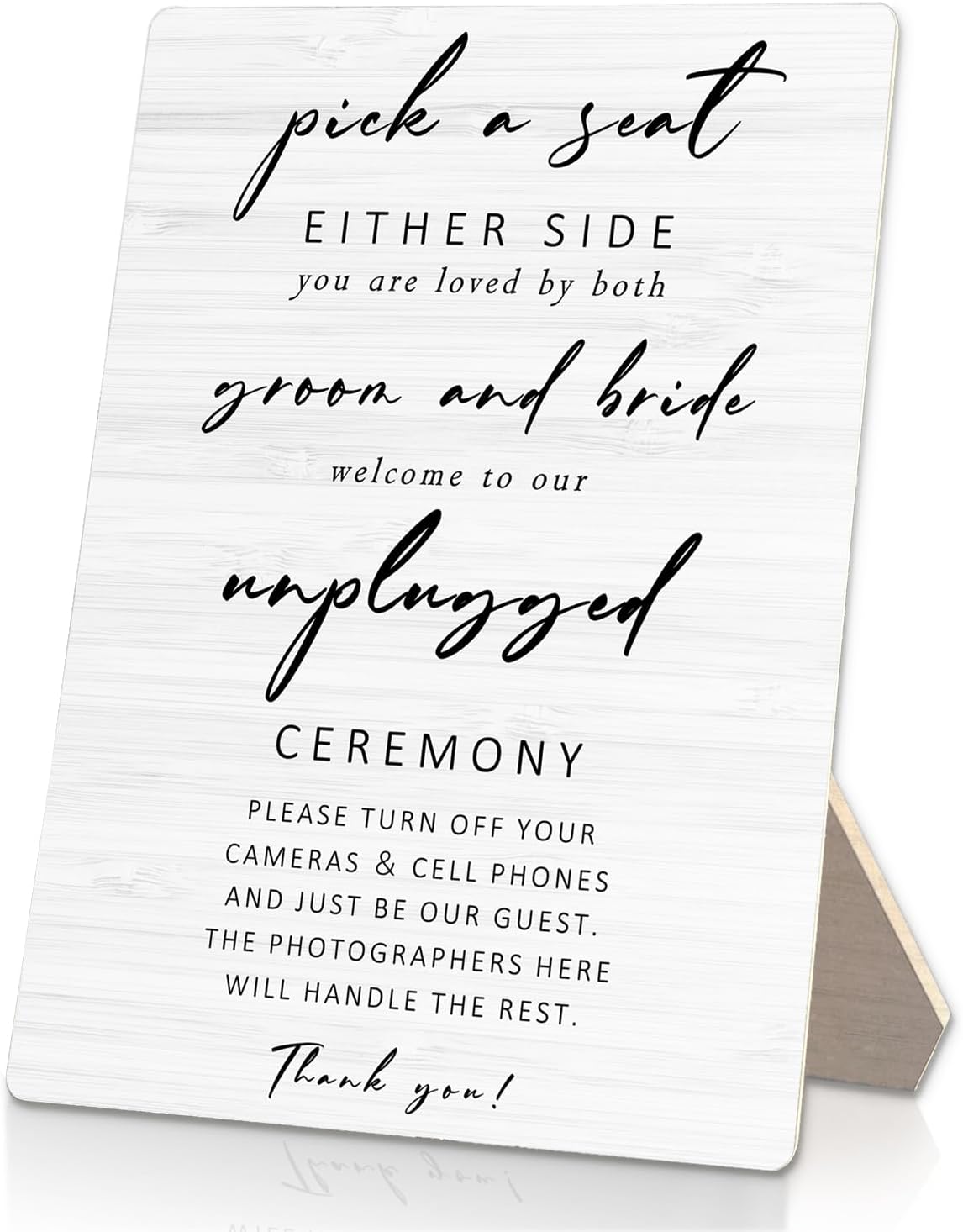 Unplugged Ceremony Sign for Wedding, Wooden Wedding Sign Stand 5x7inch, Wedding Signs for Ceremony and Reception, Wedding Table Decorations