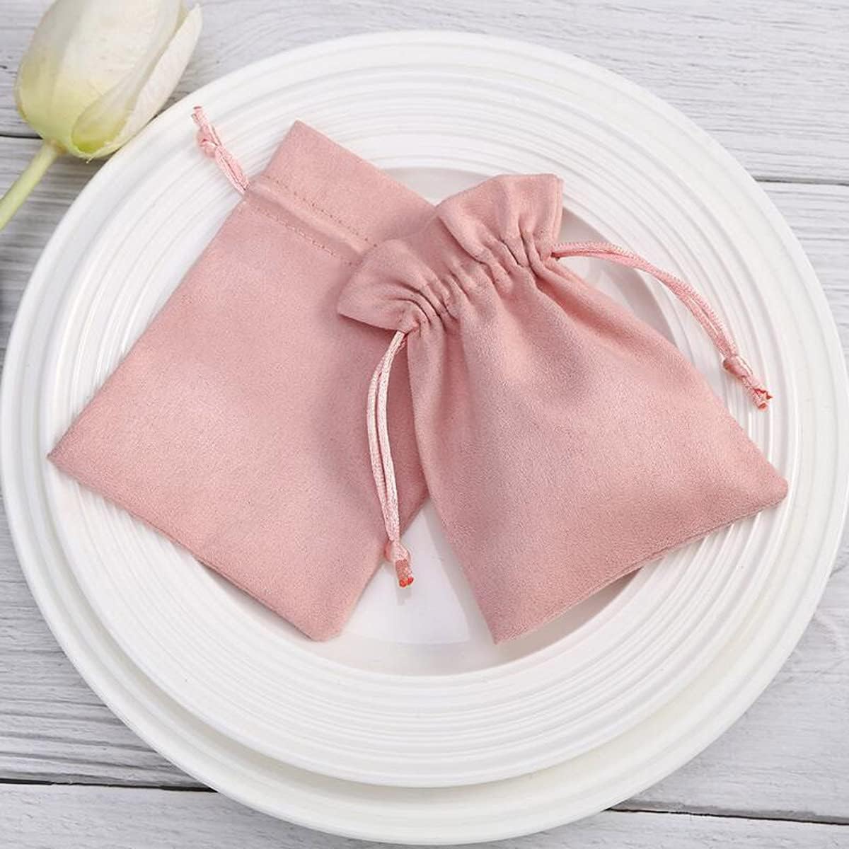 30 Pcs Pink Velvet Drawstring Bags Jewelry Pouches Jewelry Gift Bags Pouches Wedding Favors,3.1x3.9 inch